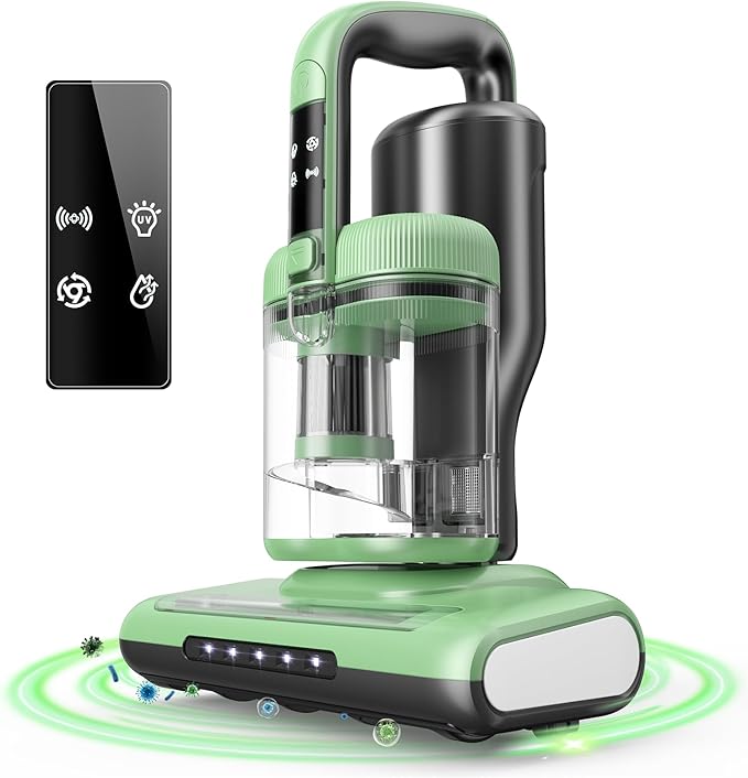 MYUAKO Mattress Vacuum Cleaner Bed Vacuum Versatile Handheld Vacuums with 500W 18Kpa Power Suction & 253.7nm U-V-C Light & Heating Tech & 30000 RPM/Min Brush Roll Rotation Corded