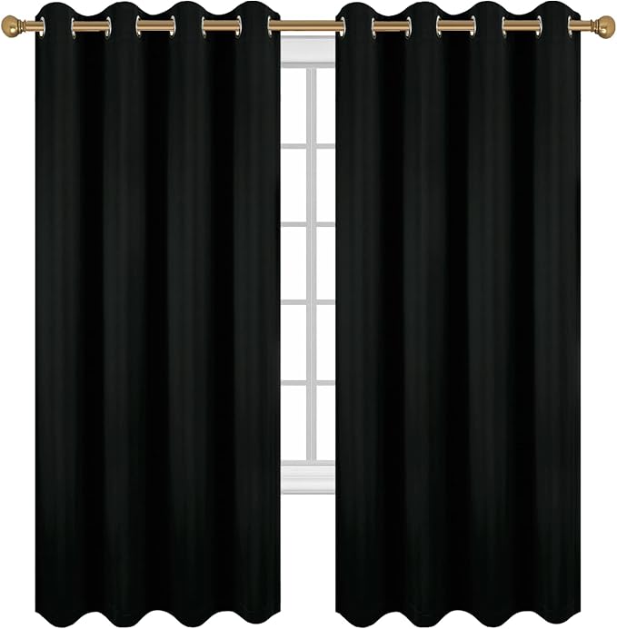 Diraysid Black Grommet Blackout Curtains - Image 2