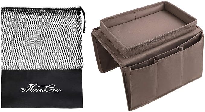 Brown Classic Functional Sofa Caddy Bedside Organizer - Image 4