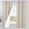 YoungsTex Oatmeal Linen 100% Blackout Curtains 63 Inch Length by YoungsTex