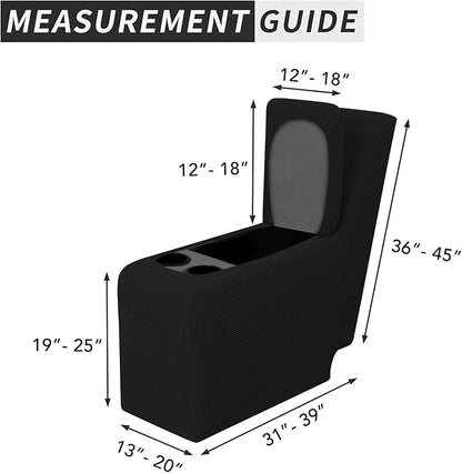 Easy-Going 2-Piece Recliner Console Cover for Reclining Loveseat Covers Stretch Jacquard Middle Console Cover for Recliner Couch and Sofa Black