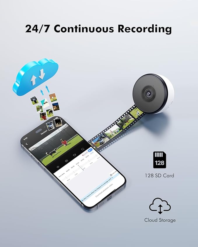 3MP 2K Window Security Camera, 5G & 2.4GHz WiFi Indoor Camera for Home Security with Starlight Color Night Vision, 24/7 Recording, Motion Detection, Easy & Quick Window Mount for Outdoor Monitoring
