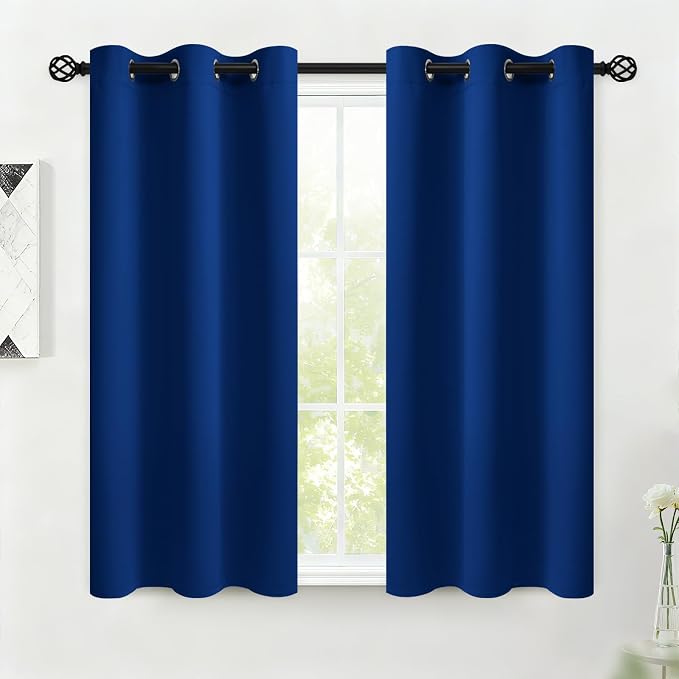 COSVIYA Grommet Room Darkening Royal Blue Curtains 45 inch by COSVIYA