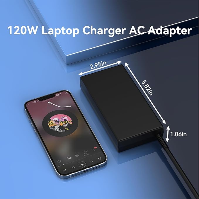 OSISZI 120W Power Adapter 4.5 * 3.0mm Compatible with HP Elite Dragonfly G2 ZBook 15v G5 Spectre 13-3000 Paviliion/Omen/Envy 15 17 Gaming 15 710415-001 Docking Station Laptop Charger