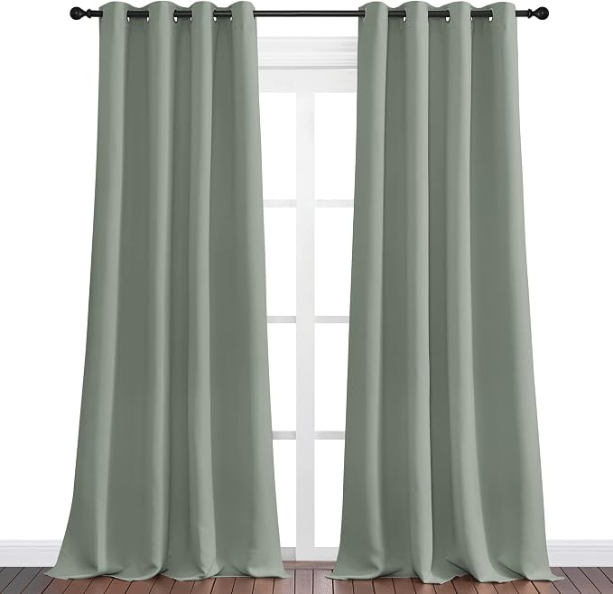 NICETOWN Greyish Green Blackout Curtains 108" Long - Image 2