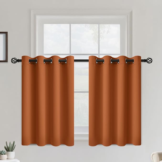 COSVIYA Grommet Room Darkening Brunt Orange Curtains 36 inch by COSVIYA