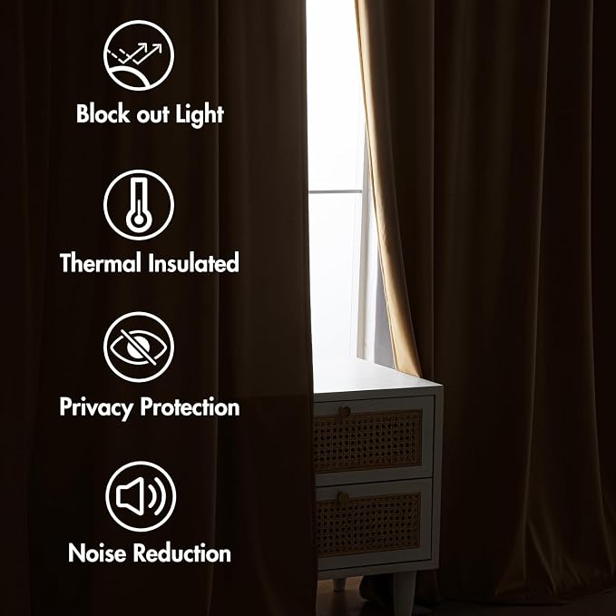 MIULEE Gold Velvet Pinch Pleat Blackout Curtains W52 X L108 Inches | 2 Panels - Image 6