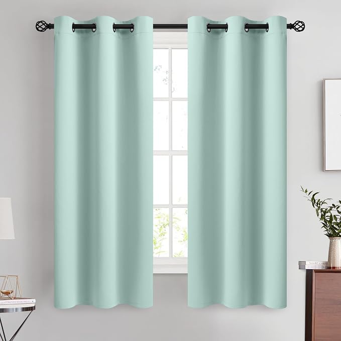 COSVIYA Grommet Room Darkening Aqua Curtains 63 inch Length by COSVIYA