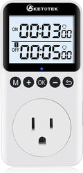 KETOTEK KTTS02 Digital Timer Outlet Plug in Timer Switch Socket Indoor Infinite Repeat Cycle Electrical Timer Switch, Countdown Timers for Lights,Aquarium,Pets Home Appliances