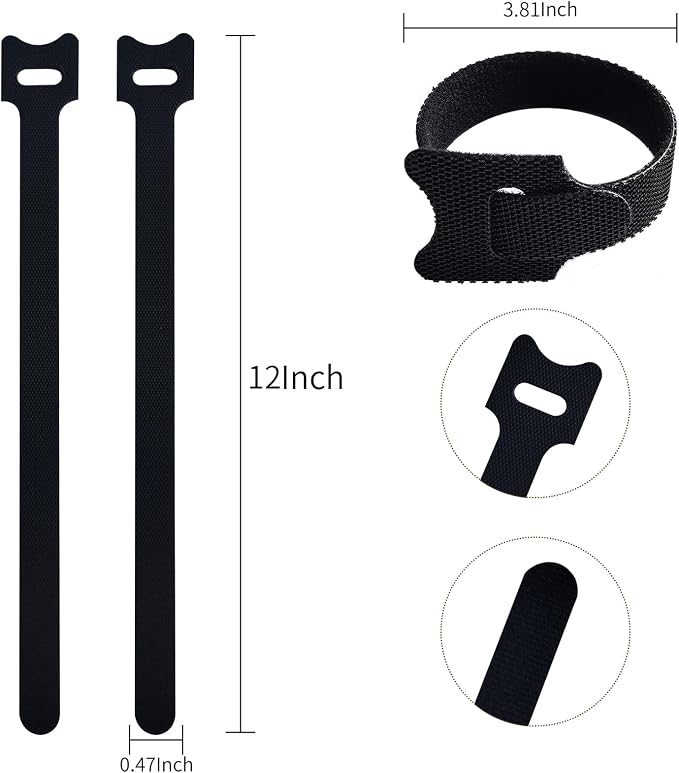 100 PCS 12 Inches Black Reusable Cable Ties, Cable Organizer, Cord Wrap and - Image 2