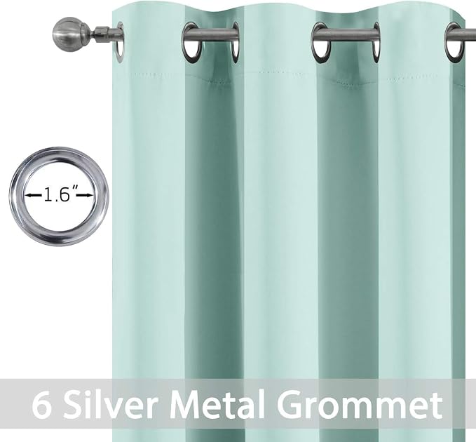 Yakamok Blackout Curtains 38x90 inch Aqua Thermal Drapes-Bedroom | 2 panels - Image 2