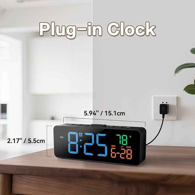 3-in-1 Digital Clocks for Living Room, Small & Compact Alarm Clock | Temperature - Image 3