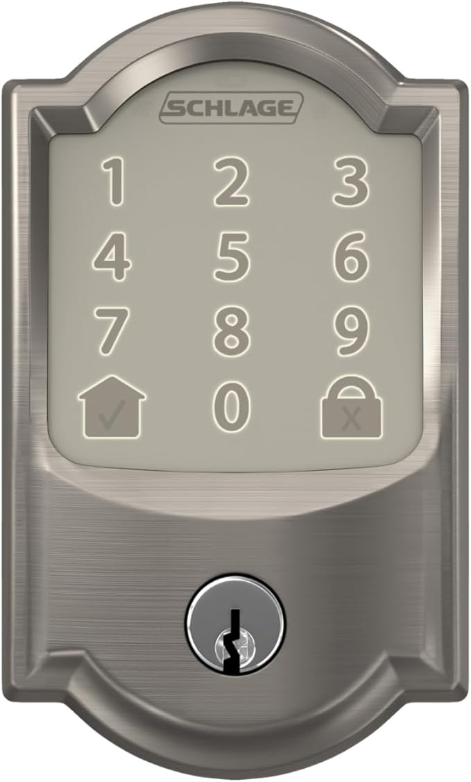 Schlage Encode Smart WiFi Deadbolt Lock for Front Door - Keyless Entry with App or Touchscreen - Works with Alexa, Hey Google, & Airbnb - Create Codes for Guests - Satin Nickel Silver