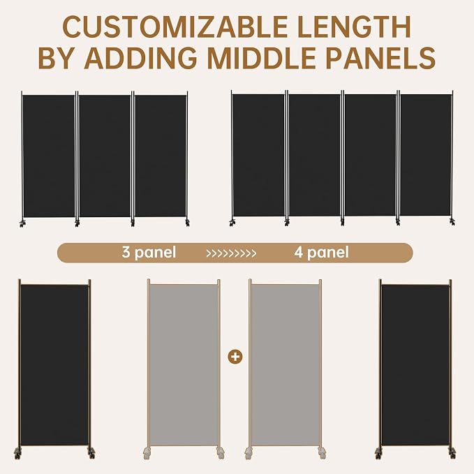 Room Divider 102'' Wide Folding Room Divider Panel - Image 7