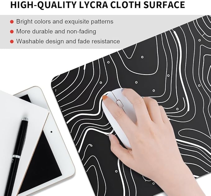 Abstract Topographic map Square Mouse pad, Texture, Waterproof, Anti Slip Rubber Base, Computer Mouse pad, Laptop Mouse pad