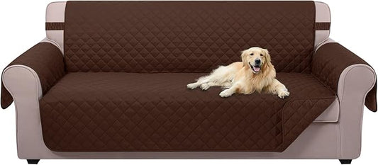 U-NICE HOME Reversible Sofa Cover Couch Cover for Dogs with Elastic Straps Water Resistant Furniture Protector for Pets Couch Cover for 3 Cushion Couch (Sofa, Brown/Brown)