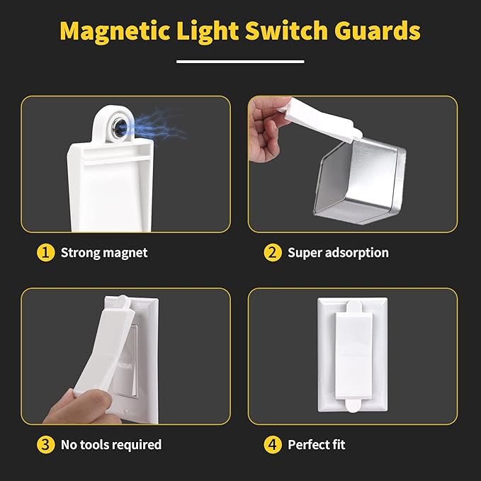 White, 6-Piece: Child Proof Switch Blocker and Cover for Light Switch, Lock Out in Style