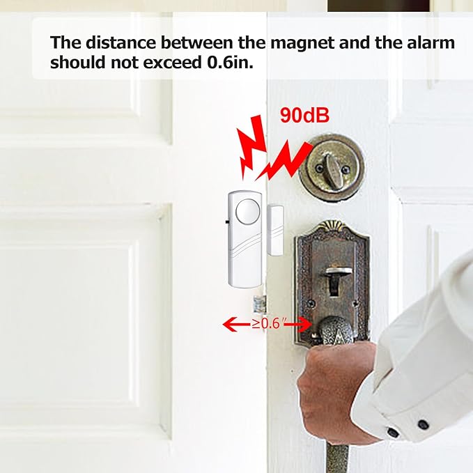 Security Door Window Alarm, 90DB Wireless Sensor Door Window Burglar Alarm, Door Alarms for Kids Safety, Easy Installation Doorbell Alarms for Office House Window Pool (6 Pack)