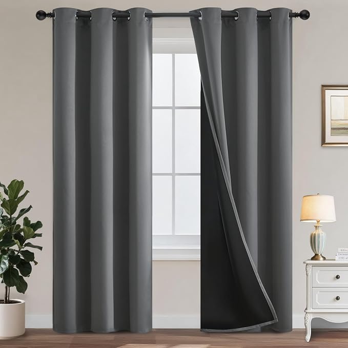 Yakamok Grey Blackout Curtains 84 inches Long by Yakamok