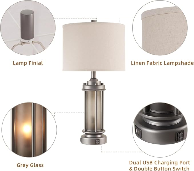 AIEAMPDO Set of 2 Farmhouse Bedroom Table Lamps - Image 6