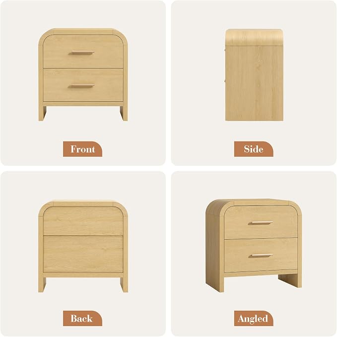 Night Stand 2-Drawer Nightstand 24" H Metal Handle Modern Sturdy Bedside Table - Image 8