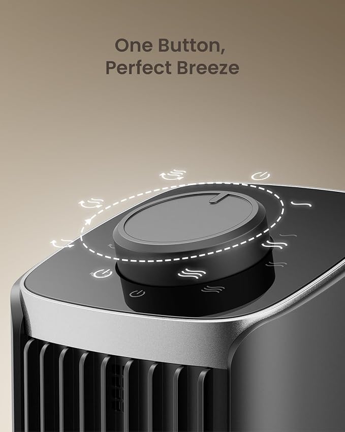 PNTCK Fan for Bedroom, 13" Tower Fan, 3 Speeds Max 23ft/s, 70° Oscillating Desk Fan, Bladeless Standing Fan, Portable Fans, 2025 New Cooling Fans for Office, Home