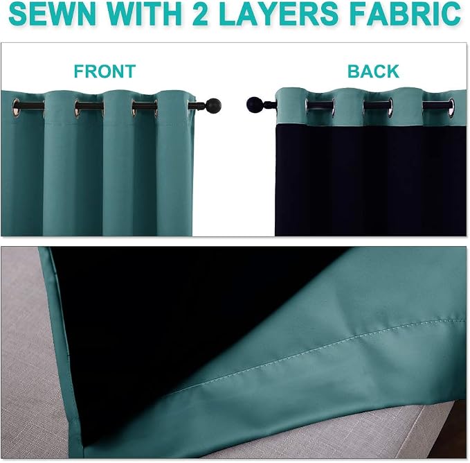 NICETOWN 100% Blackout Curtain Panels, Thermal Insulated Black Liner Curtains - Image 5