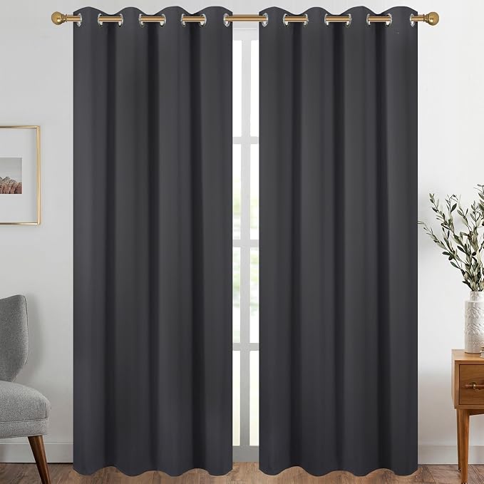 Diraysid Charcoal Grey Grommet Blackout Curtains by Diraysid%2C+refresh+your+life