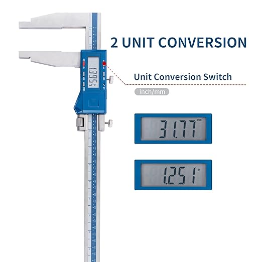 Dasqua 0-24"/600mm Heavy Duty Long Jaw Absolute Origin Digital Caliper, IP54 Stainless Steel Electronic Measuring Tool, in/mm Conversion, Accurary ±0.002"/0.05mm, Resolution 0.0005"/0.01mm