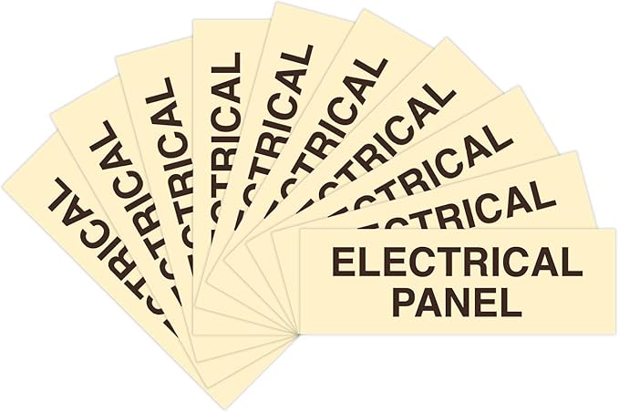 All Quality Basic Electrical Panel Sign - Fire Regulation Safety Compliance Sign - Ivory/Dark Brown - Medium (10 Pack)