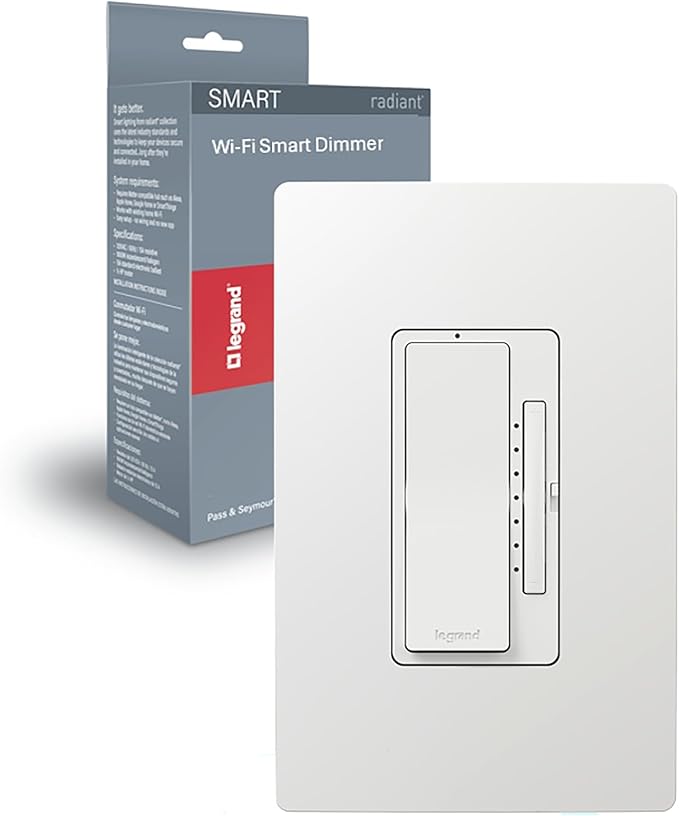Legrand Radiant® Wi-Fi Matter Smart LED Dimmer, Effortless Setup, Enhanced Compatibility with Apple HomeKit, Google Home, Alexa & SmartThings, Easy Wi-Fi Connectivity with Matter, Pack of 1