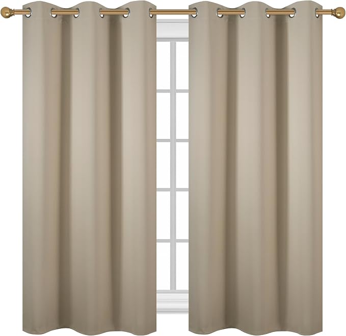 Diraysid Beige Grommet Blackout Curtains - Image 2