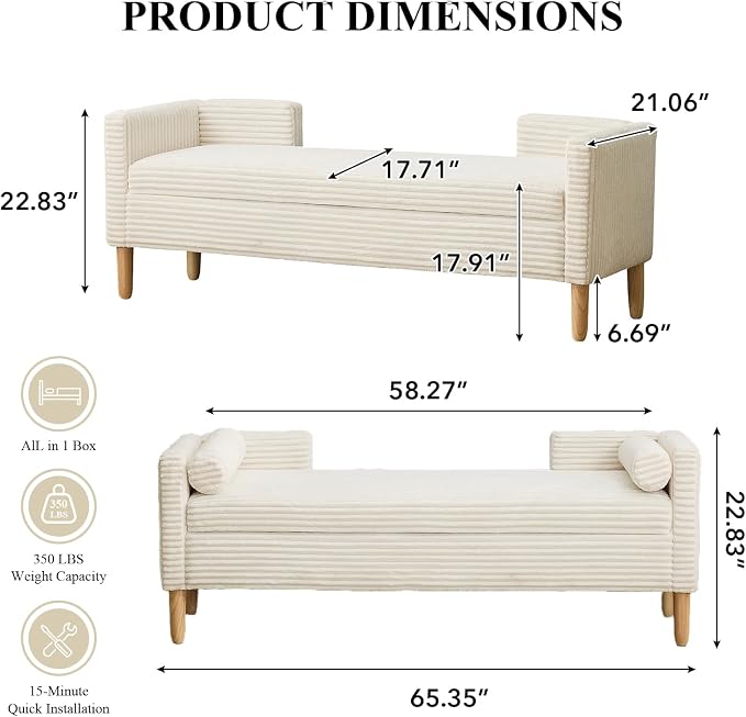Storage Bench, End of Bed Bench - Image 2