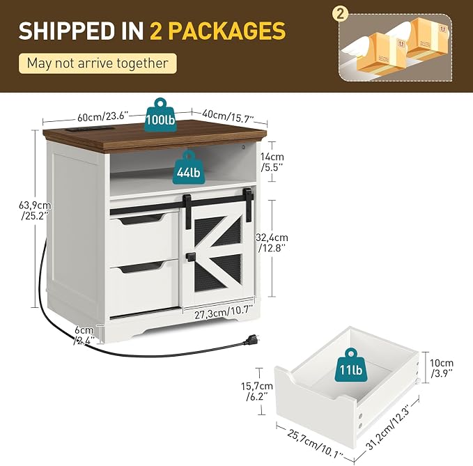 Farmhouse End Table Set of 2, Sofa Side Table - Image 3