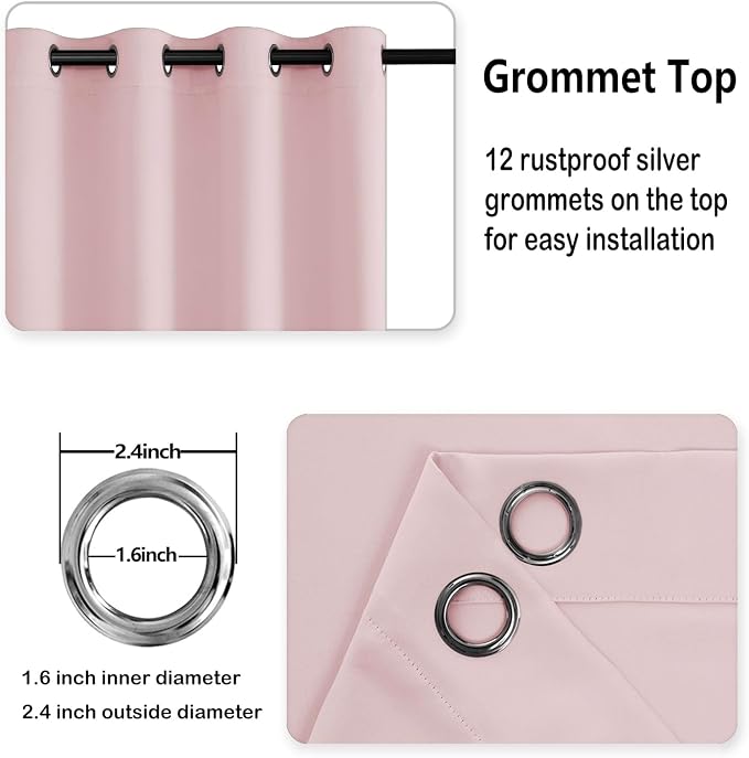 DWCN Pink Blackout Curtains 84 inch Length - Image 5