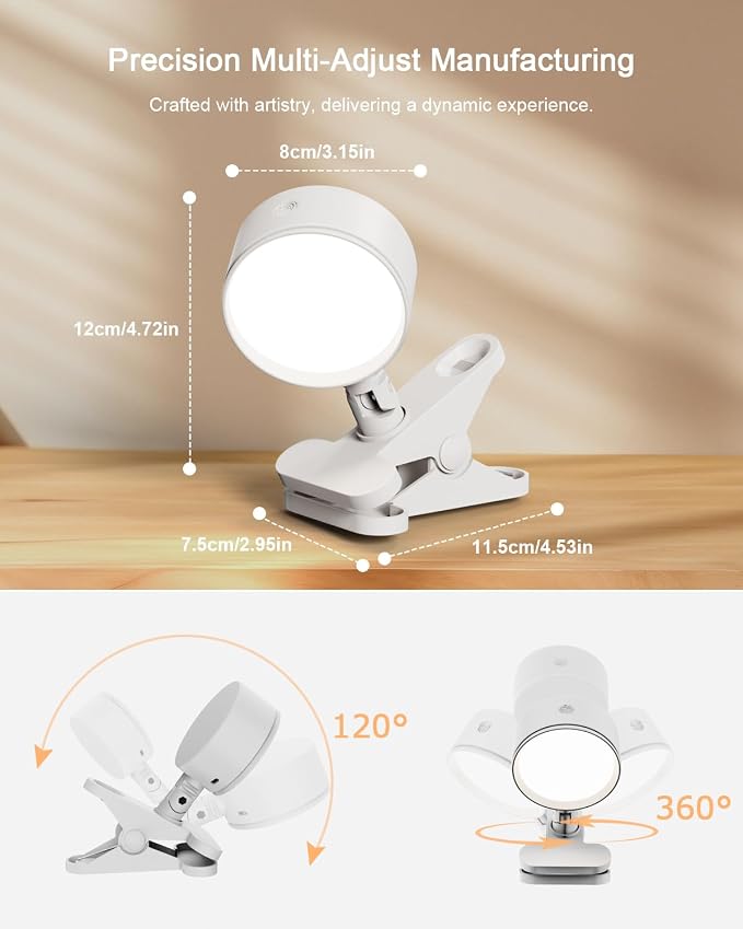 Clip on Light 5000mAh Rechargeable Battery, Clamp Reading Light - Image 8