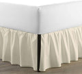 SKY BEDDINGS - Twin Size Ruffled Bed Skirt with Split Corners - 12 Inch Drop Dust Ruffle Bed Skirt with Platform Three Sided Coverage - 100% Microfiber, Ivory
