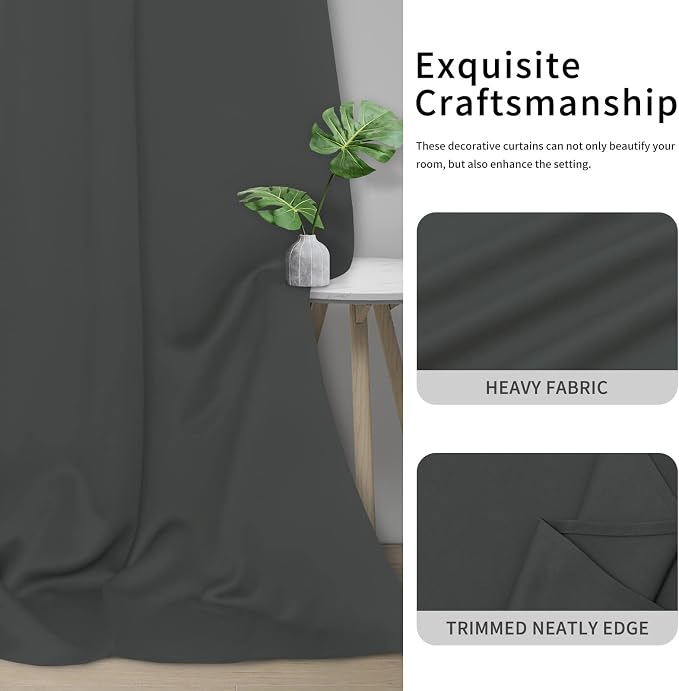 Easy-Going Thermal Grommet Blackout Curtains, 2 Panels 46x84 in, Dark Gray | - Image 5