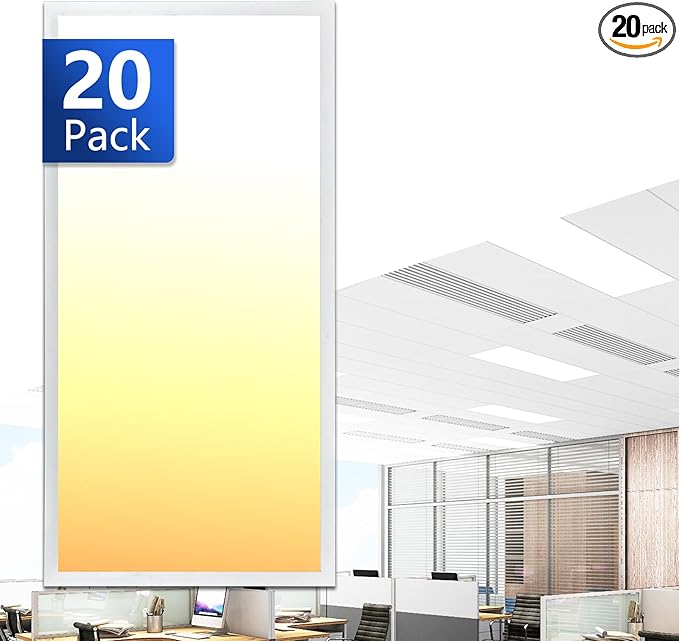 CycevSun 20 Pack 2x4 LED Flat Panel Light Drop Ceiling 0-10V Dimmable, 30/40/50W Selectable, 3000K 4000K 5000K Switchable, 5500LM, 120-277V, ETL Listed