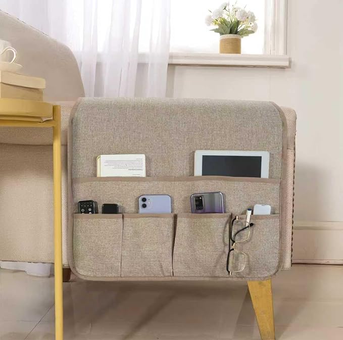 Armchair Caddy for Couch Linen Remote Control Holder by luckyjoyreal