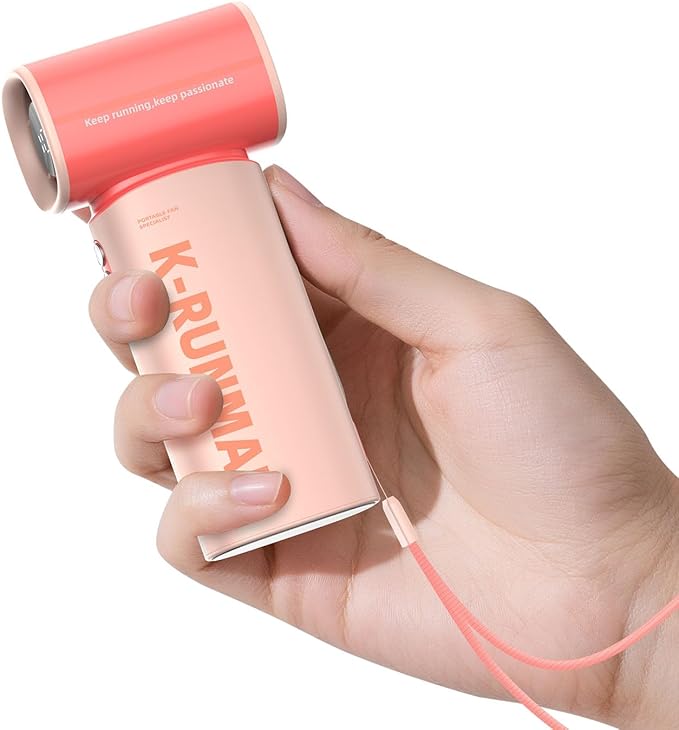 K-RUNMAN Portable Handheld Turbo Fan,100 Speeds Adjustable Mini Personal Fan, 4000mAh USB Rechargeable Battery Operated, LED Display,Gifts for Women Men Travel/Camping/Outdoor (Pink)