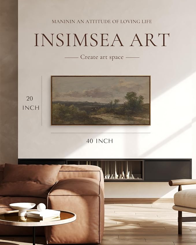 InSimSea Extra Large Framed Vintage Wall Art, Hill Sky Landscape, 20x40inch | - Image 3