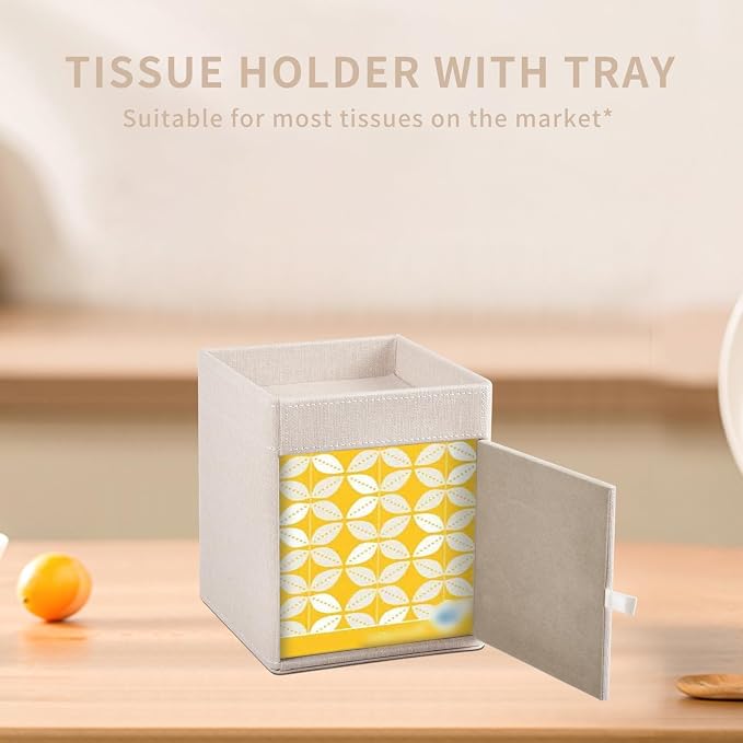 Tissue Box Cover with Storage Tray Square Tissue Box Holder PU Leather Facial - Image 10