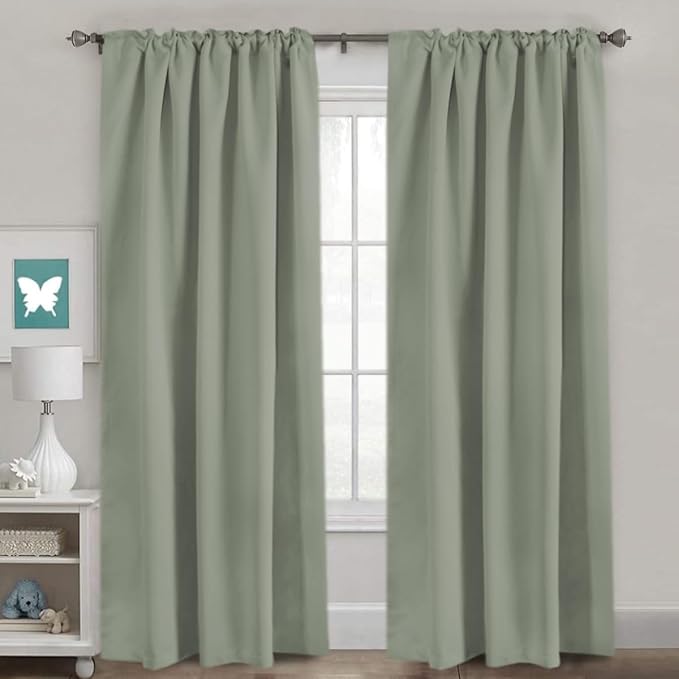 H.VERSAILTEX Back Tab Sage Green Curtains 90 Inch Long - Image 2