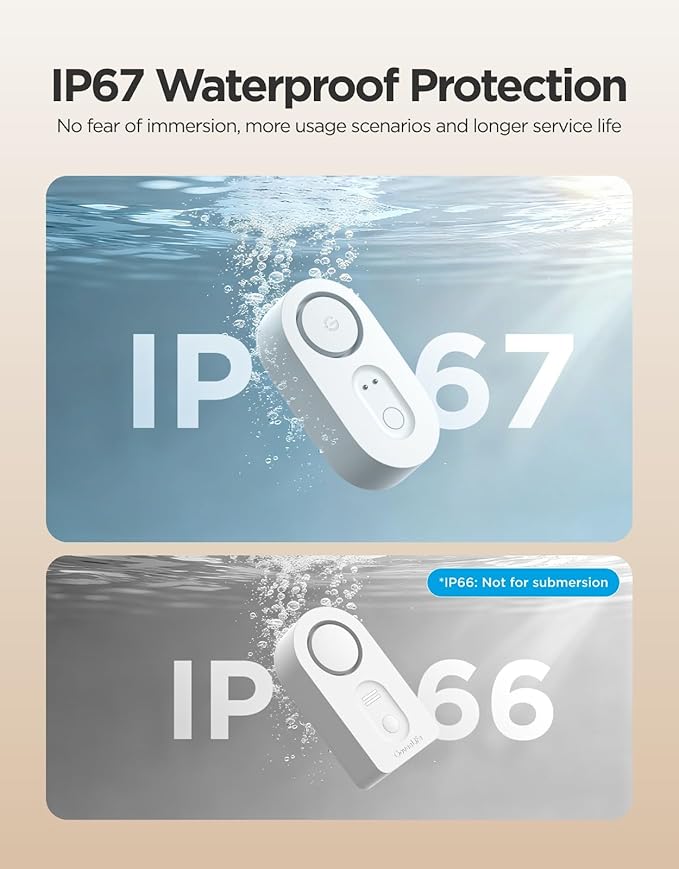 GoveeLife Upgraded Smart Water Leak Detector 1s with 1804ft Ultra-Long Range, WiFi Water Sensor with SMS/Email/APP Push and Sound Alarm,5-Year Battery Life, 1 Pack, Suit for Home, Basement, Kitchen