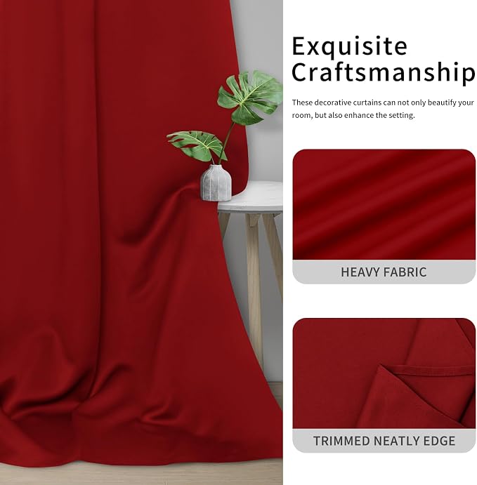 Easy-Going Thermal Grommet Blackout Curtains, 2 Panels 42x36 in | Christmas Red - Image 5