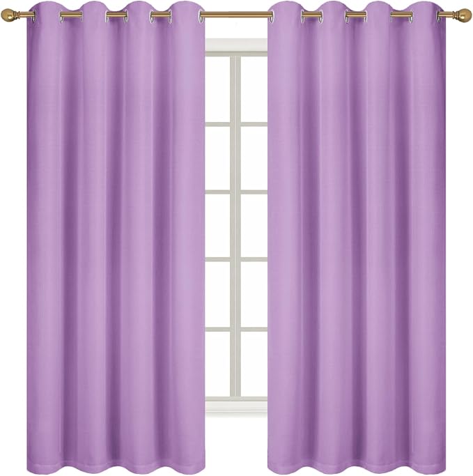 Diraysid 100% Blackout Curtains Lilac Linen Curtains - Image 3