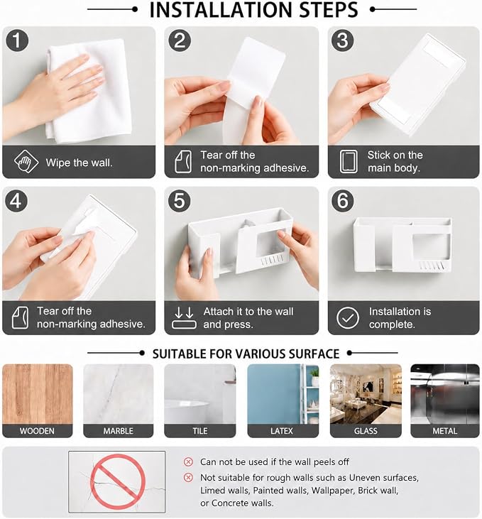 Strong Adhesive Wall Mount Phone Holder D3 Punch-Free Bedside Phone Shelf - Image 7