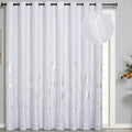 Greyish White Dining Room Curtain - 100W x 84L Inch Palm Print by ESTELARTEXTILER