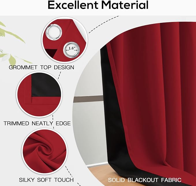 Yakamok Red Blackout Curtains 84 inches Long - Image 4